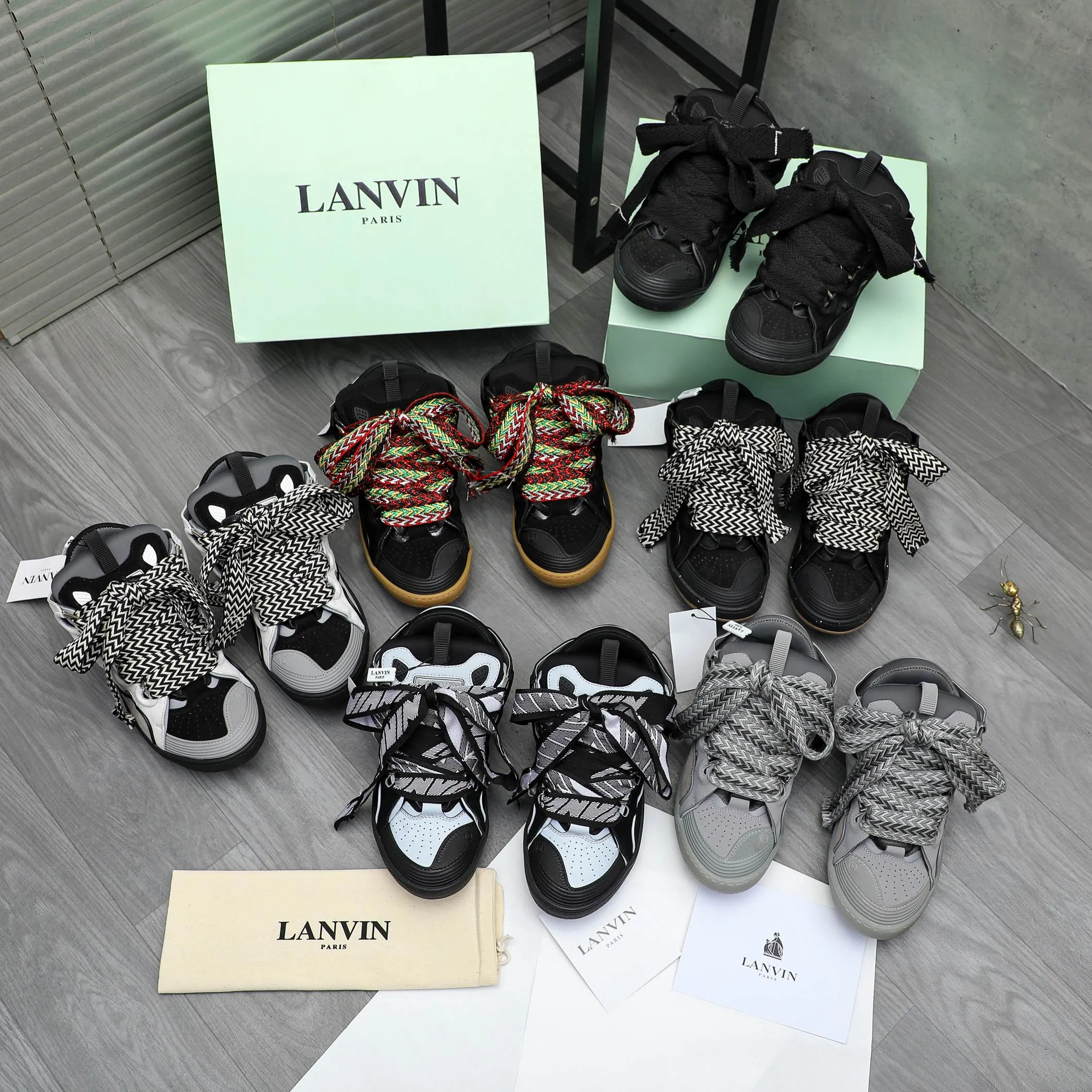 Men's shoes 💰740 [Lanvin] Lanvin high-end quality original casual shoes for couples - Upper: imported frosted cowhide stitched with breathable mesh - Lining: Lycra elastic lining - Outsole: original rubber outsole - Super high quality control·Fine workmanship: highlighted (high-end·luxury·grade) -Size: 36-45 (45 can be customized)